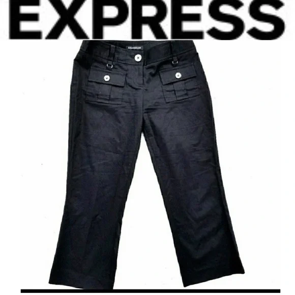 Express black and silver crop pants size 0 - Picture 1 of 7